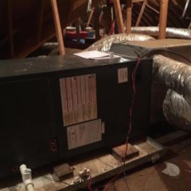 A Horizontal Air Handler installed in an Attic