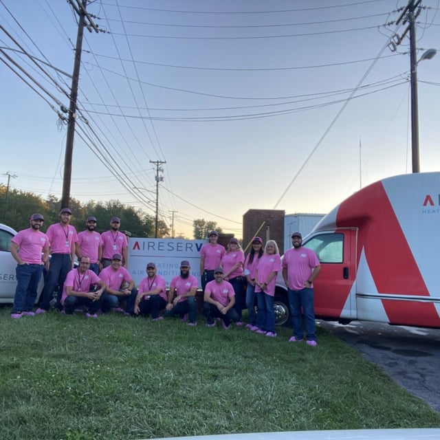 Aire Serv of Knoxville Team Photo Supporting Breast Cancer Awareness Month