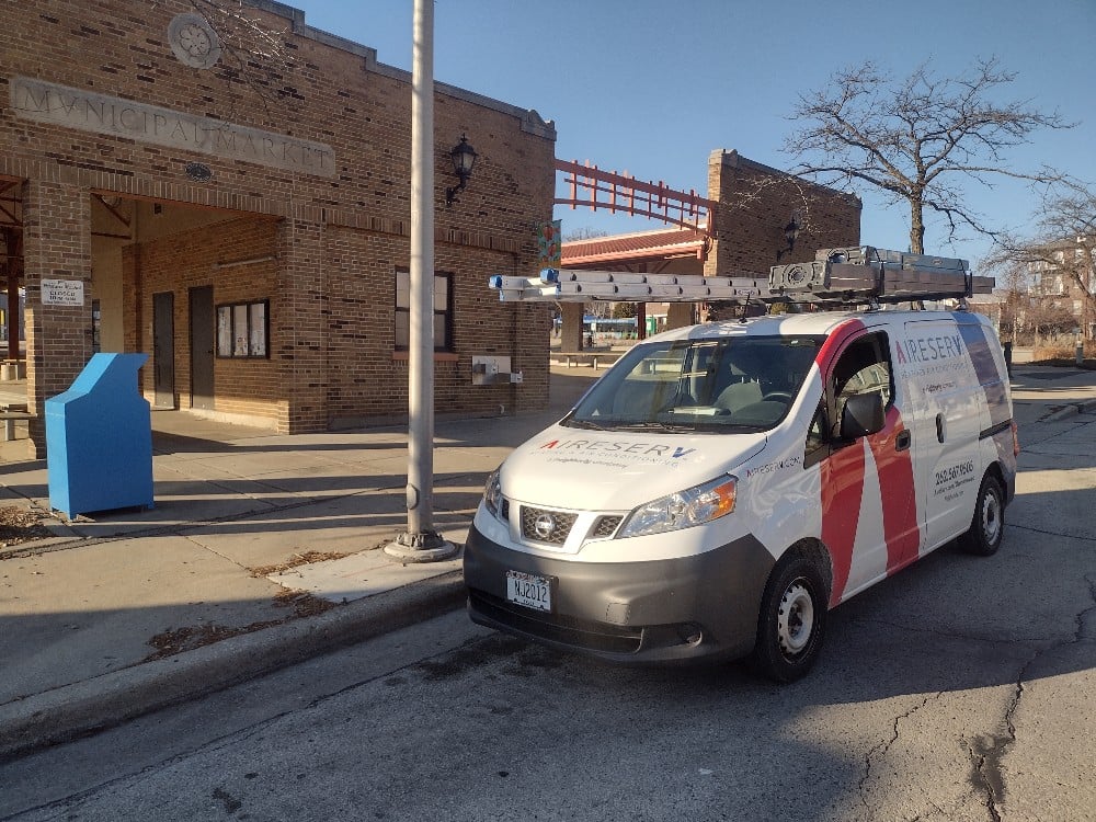 Aire Serv van near farmers market