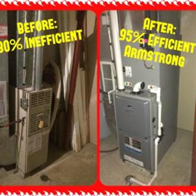 This was an old outdated 80% efficient furnace that we replaced with a 95% efficient Armstrong.  This customer will see significant energy savings for many seasons to come.