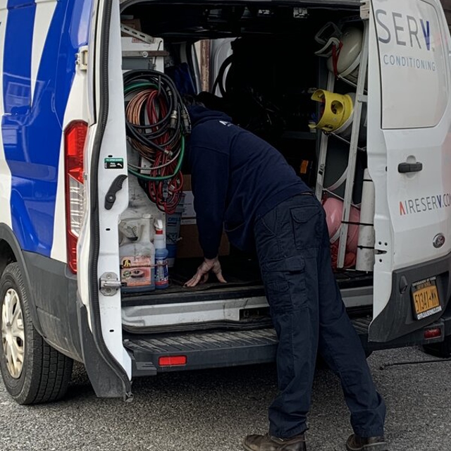 Organizing and restocking the van