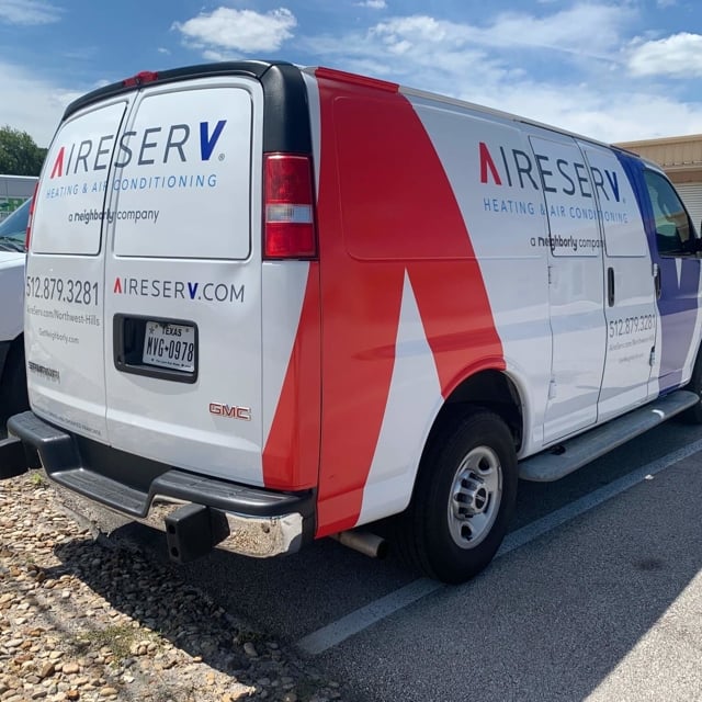 Rear of an Aire Serv van