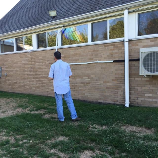 The finished outdoor HVAC installation.