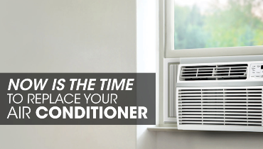 Window AC unit with text: 