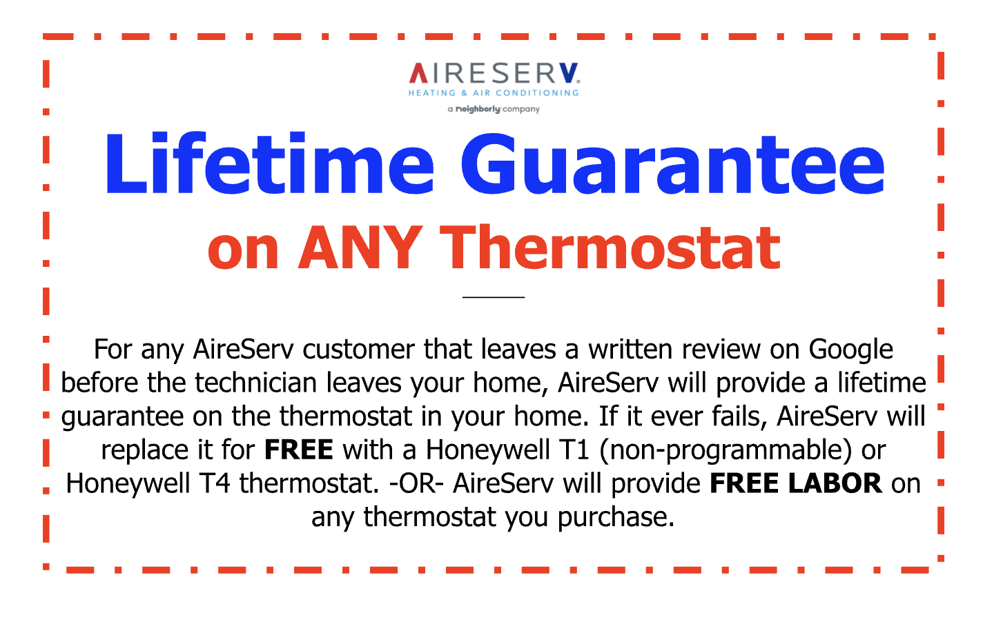 Lifetime Guarantee on Any Thermostat. Terms and conditions apply.